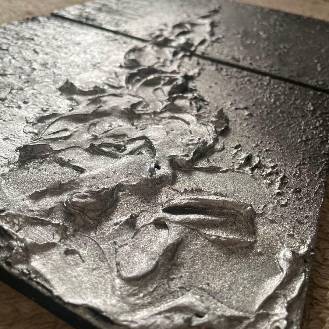 黒×シルバーの荒々しいストリート風テクスチャーアート 2枚組 F3