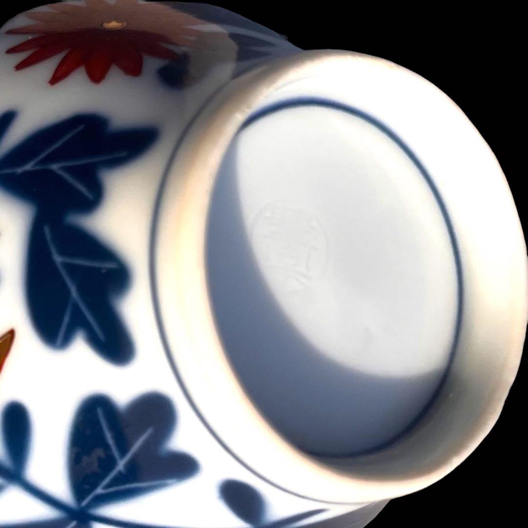 江後期～明治時代 豊楽燒 染付 金彩 菊花絵文　湯呑み5点　茶器　手書き　尾張