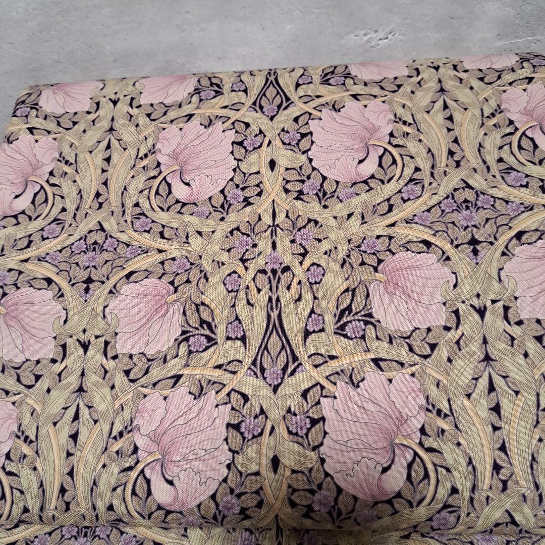 開き名古屋帯 ウィリアムモリス ピンパーネル ラベンダー×正絹紬 米沢