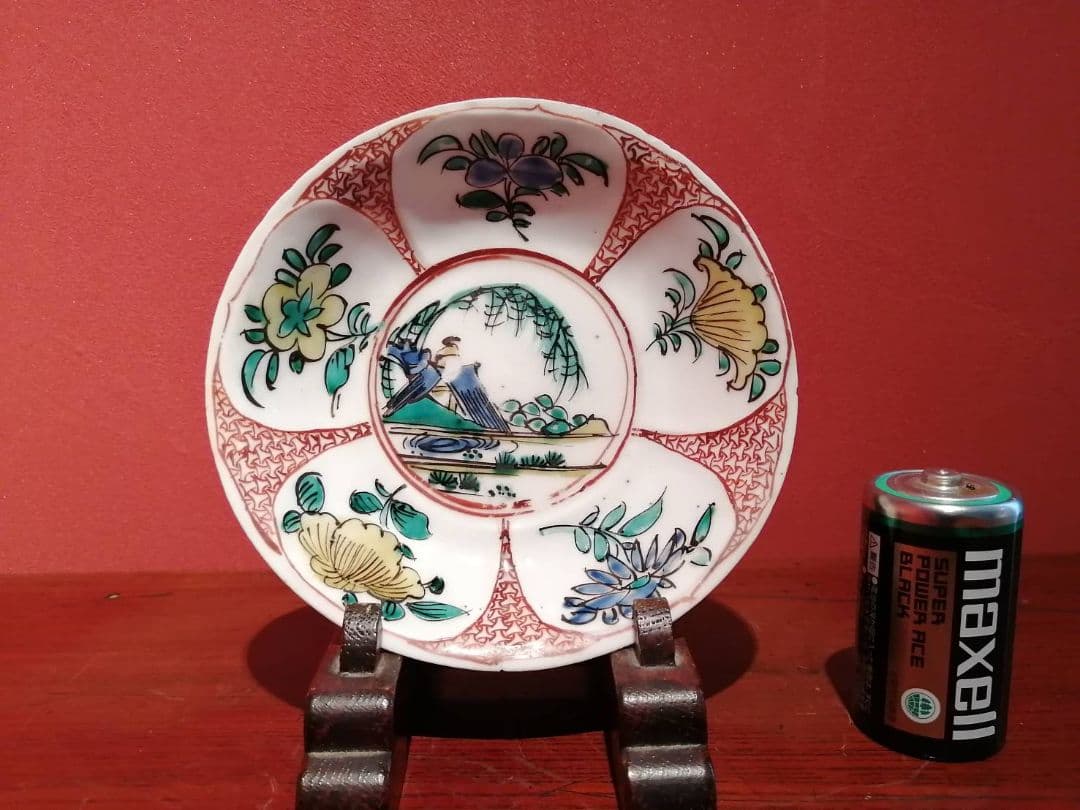 最終価格】古九谷色絵苫屋図皿（江戸前期）