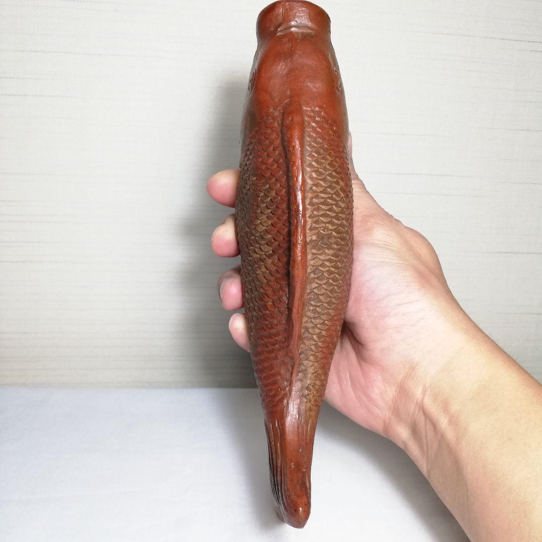 明治時代 備前焼 魚掛け花入 細工物 オブジェ 陶彫 緋襷 花器 工芸