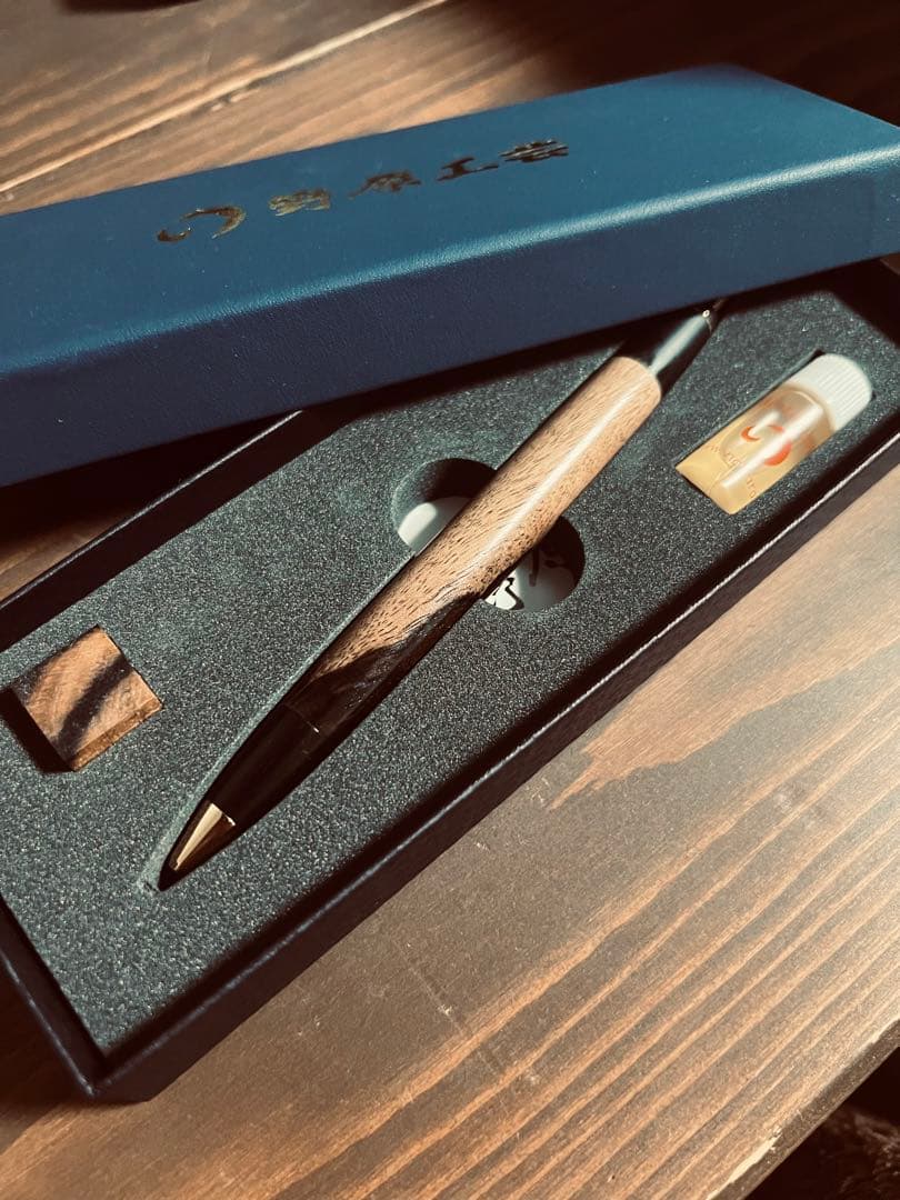 新品未使用 野原工芸 黒柿 ボールペン ゴールド