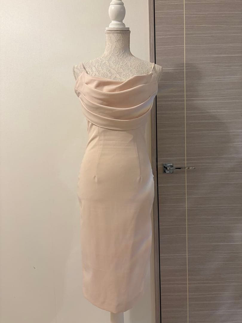 RANS ria バストドレープタイトドレス　ベージュ