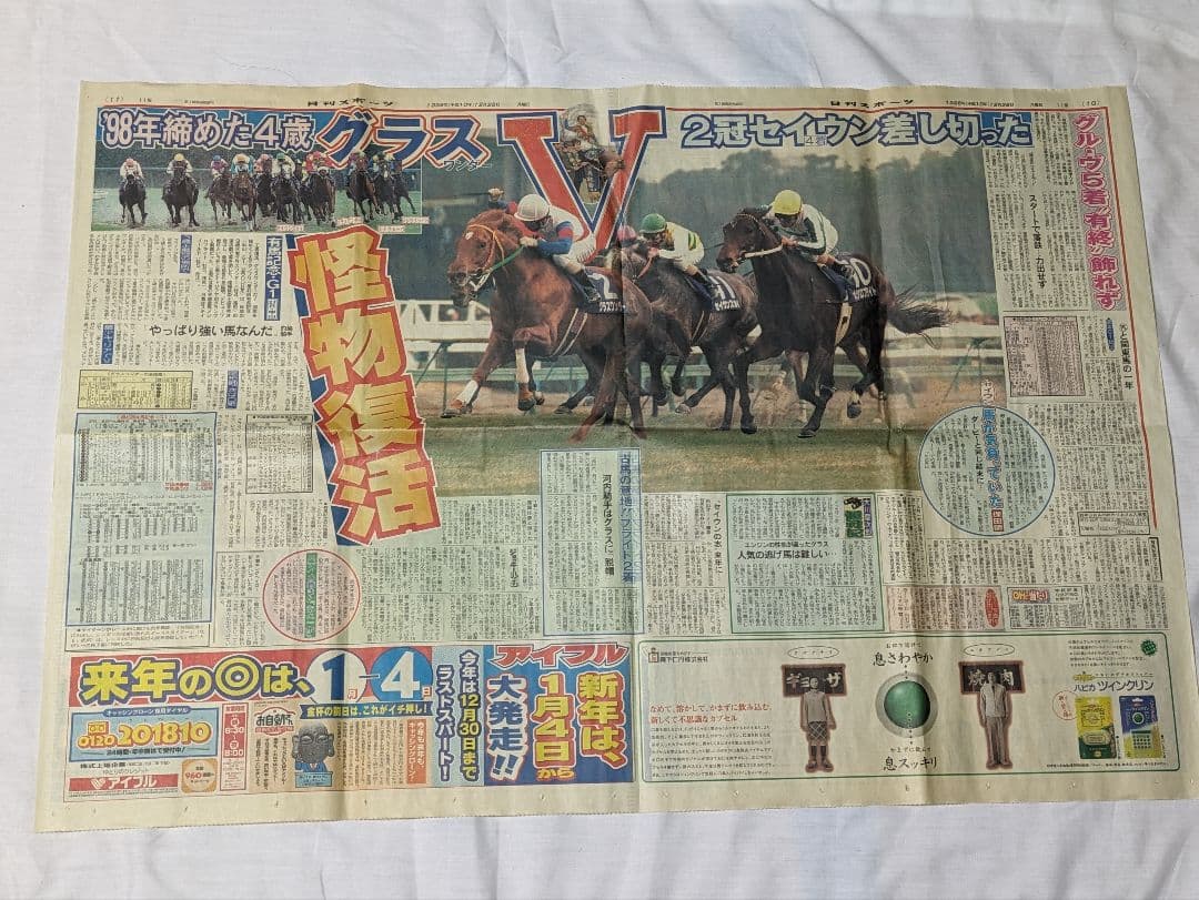 エアグルーヴ 武豊 天皇賞秋 競走馬 写真パネル 額縁入り スポーツ新聞