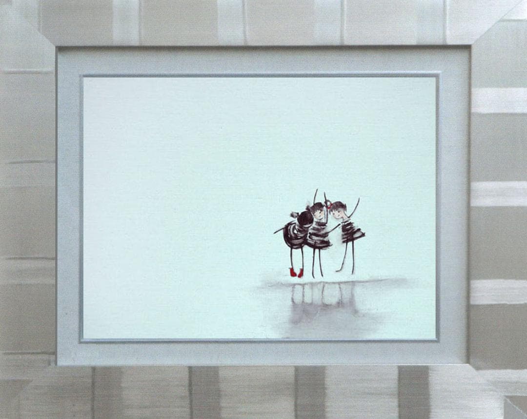 絵画 油絵 F4-081514 人物可愛い子供たち（影遊び)