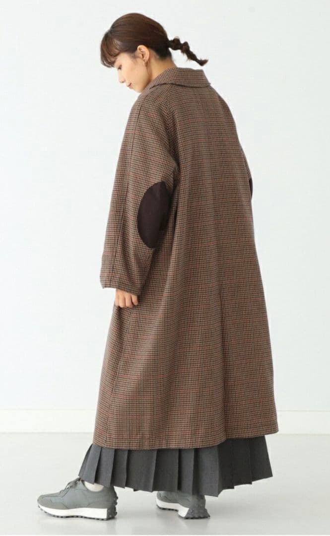 BEAMS BOY ガンクラブチェック ステンカラー ロングコート コート