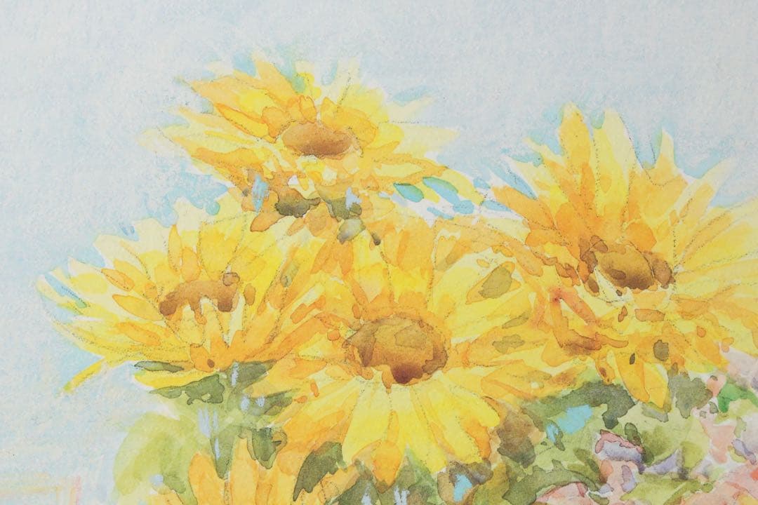No4713額装　印刷　F.NERi 水彩画　花　花瓶　静物画　絵画　送料無料