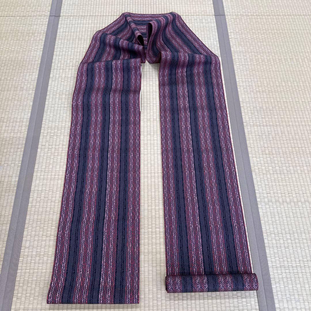 博多織名古屋帯 反物 松居特撰手織り 繻子織 和紙混 登美