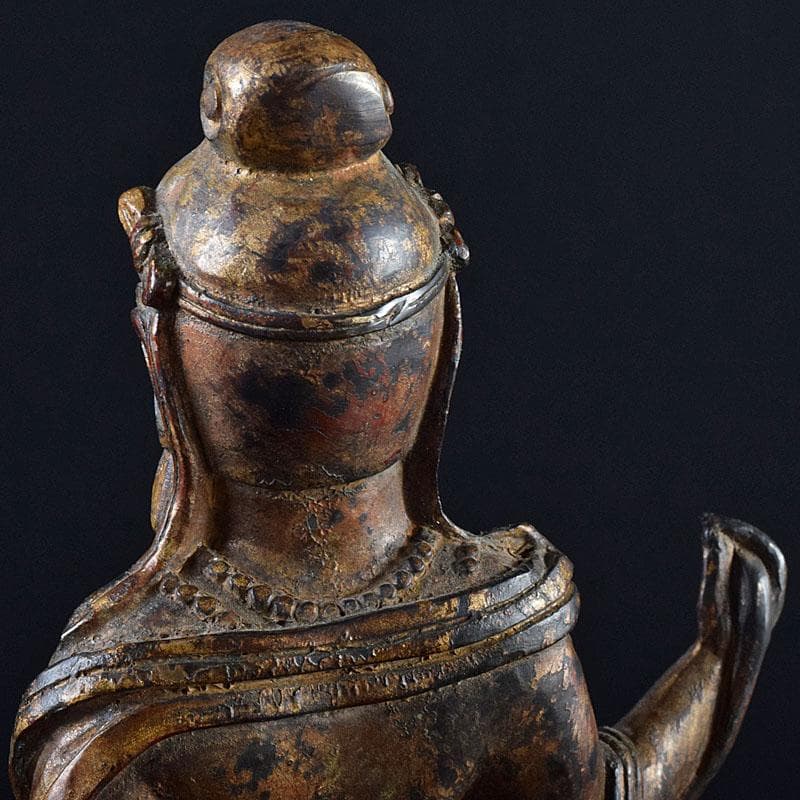 マツ　仏教美術　古銅鍍金　チベット仏　仏像　置物　D　R8634