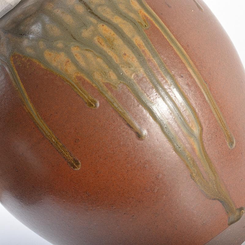 丹波焼信水窯市野克明飾壷口覆・飾紐付共箱M R5667C