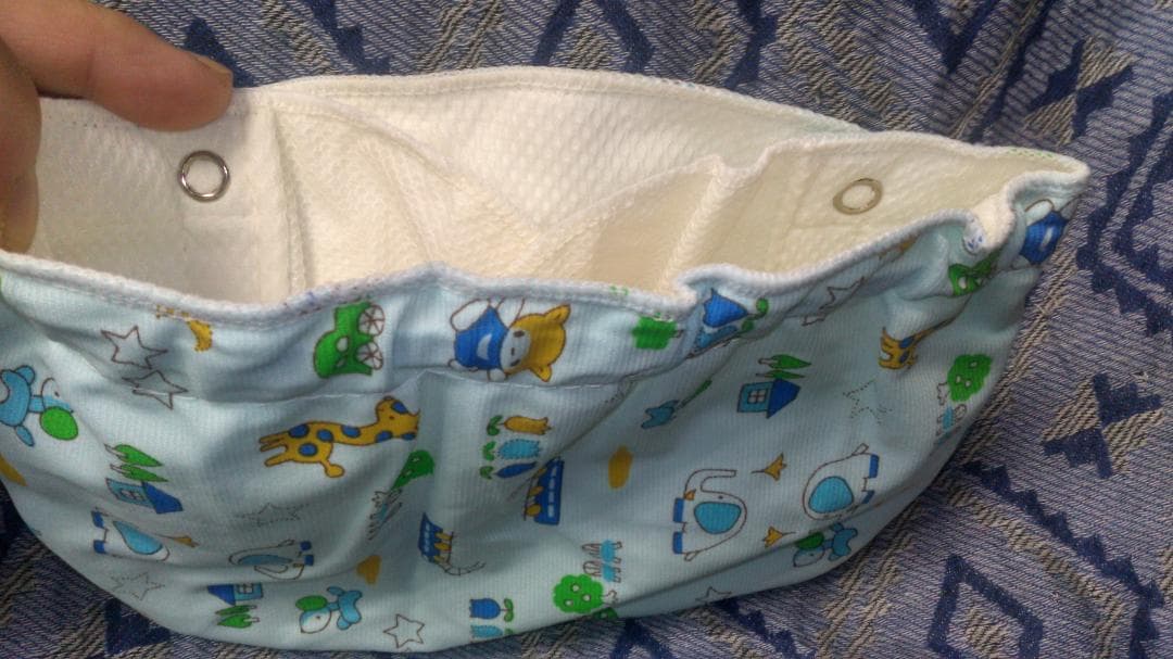 子供用おむつカバー 夜間 サックス 金属ホック 塩化ビニール 6ヶ月前後