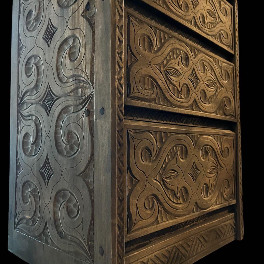 アイヌ 木彫り 小引き出し 小物 木製 引き出し チェスト ビンテージ