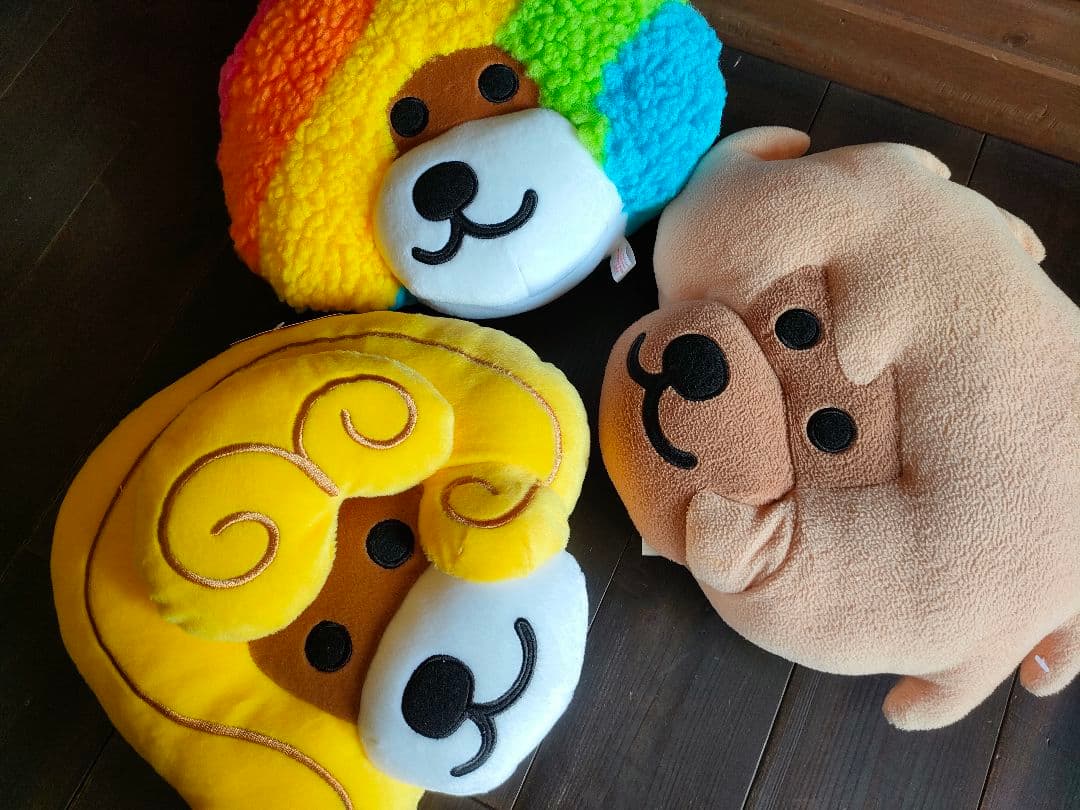 アフロ犬　ぬいぐるみ・PART3×4体＆フェイスクッション3個まとめ売り