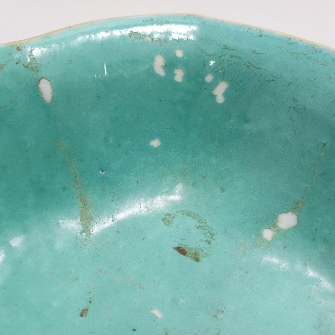 Y2375 中国 手彩 六角粉彩中鉢 在銘印有 く｜Y2375 中国