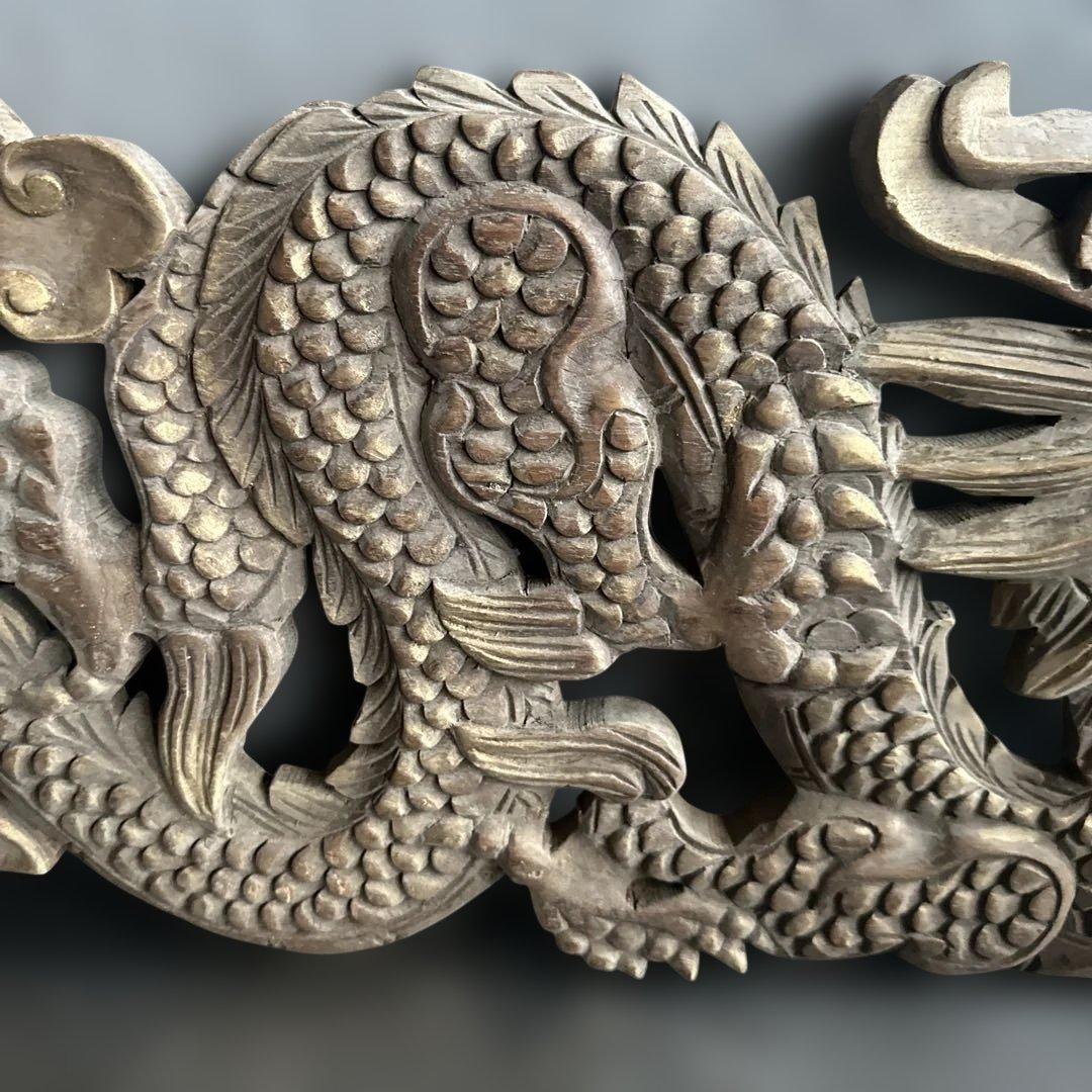 ヴィンテージ 木製龍ドラゴン彫刻