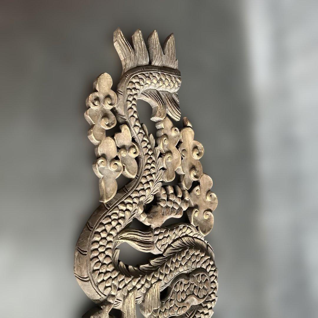 ヴィンテージ 木製龍ドラゴン彫刻