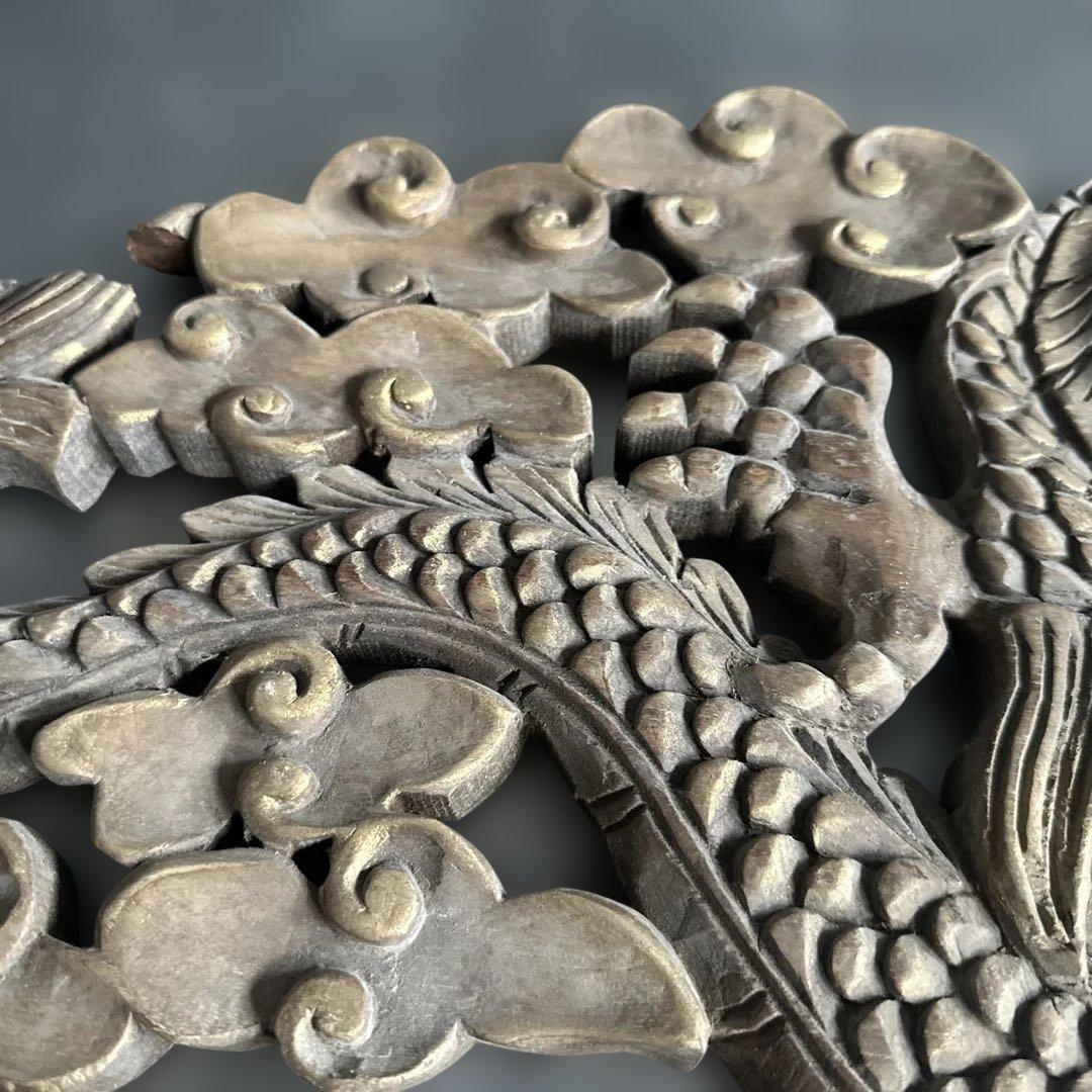 ヴィンテージ 木製龍ドラゴン彫刻