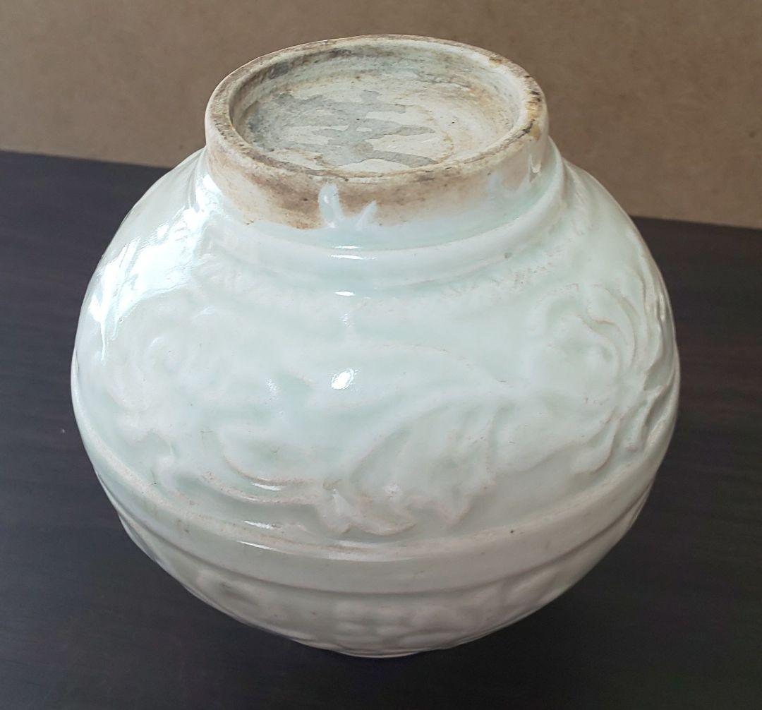 朝鮮美術 白釉垂瓶浮彫銘 銘在 白磁蓮紋丸壺