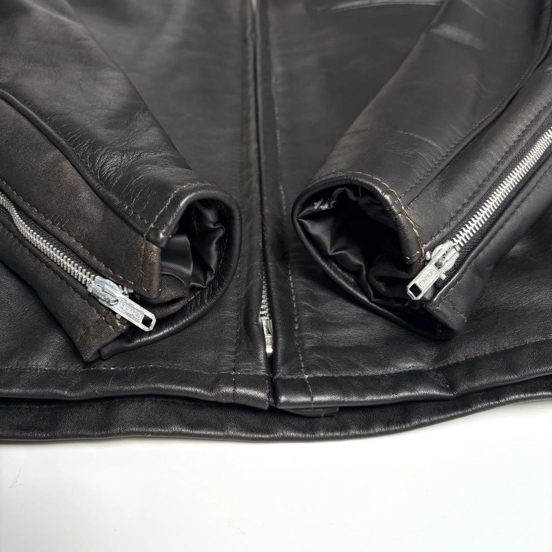 米国製】Schott レザー ライダースジャケット 黒 40 シングル 本革