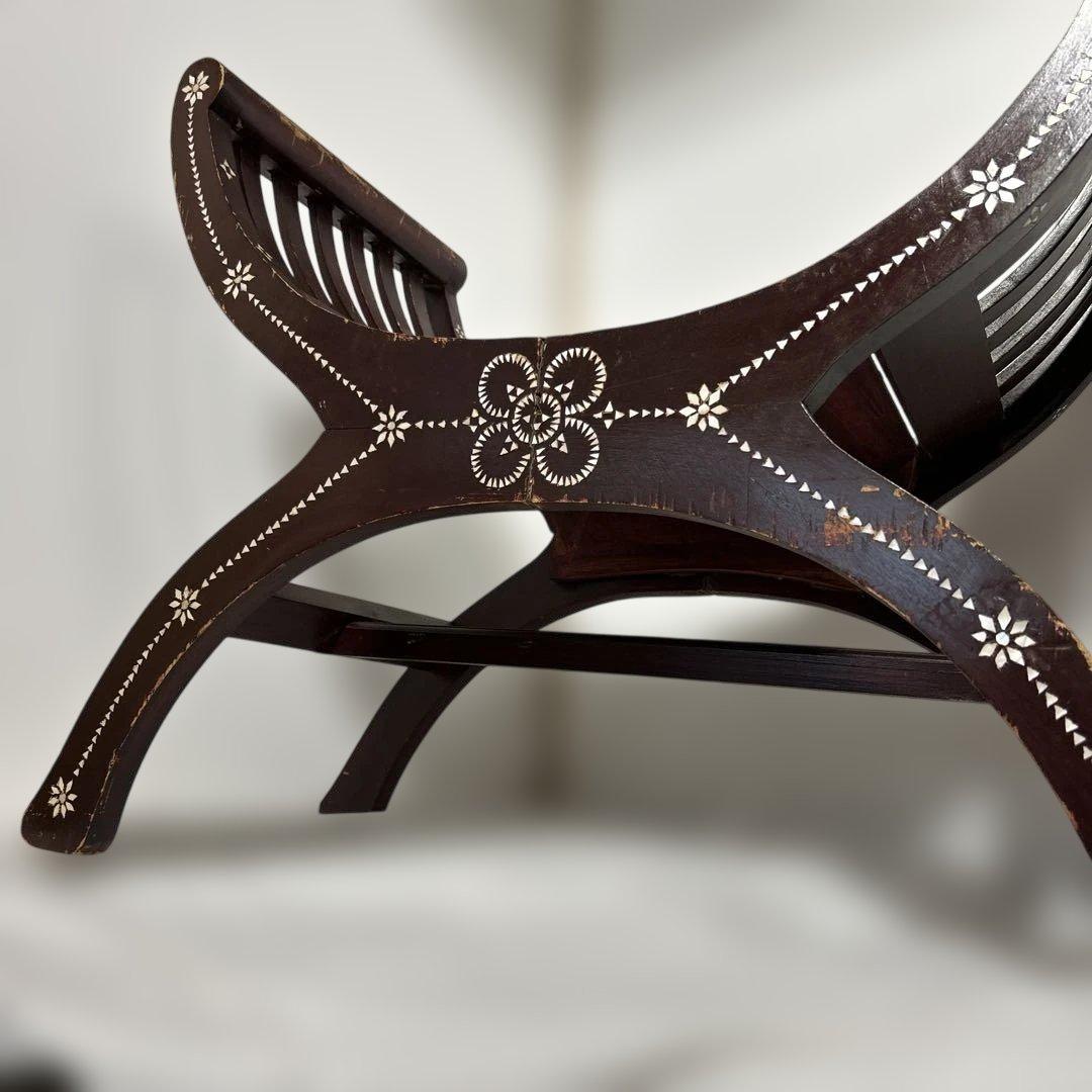 カルティニベンチ　クラブチェア　螺鈿　ロビーチェア　木製椅子