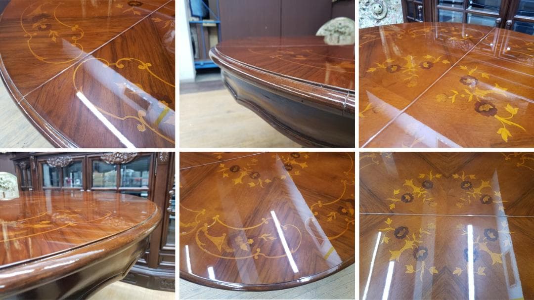 sh0꒰•ི̫͡ુ•ྀૂ꒱　イタリア製　猫脚　象嵌細工　ラウンドテーブル