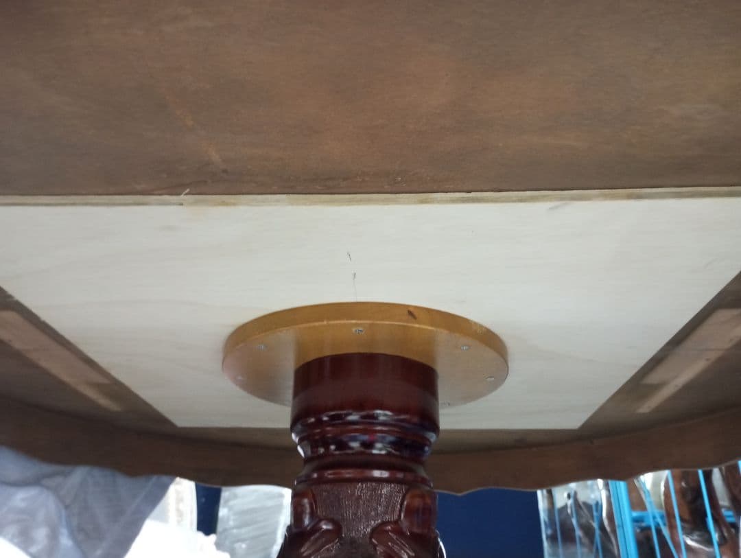 sh0꒰•ི̫͡ુ•ྀૂ꒱　イタリア製　猫脚　象嵌細工　ラウンドテーブル