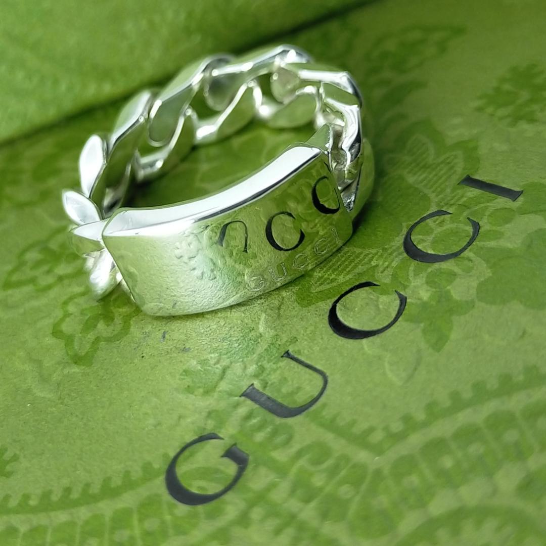 ◆SALE◆【GUCCI】プレート　喜平　チェーン　リング　１７号　1875
