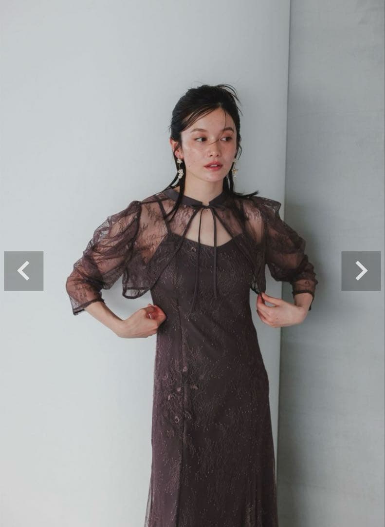 DorryDoll ボレロレイヤードレースドレス　チャコール　Mサイズ