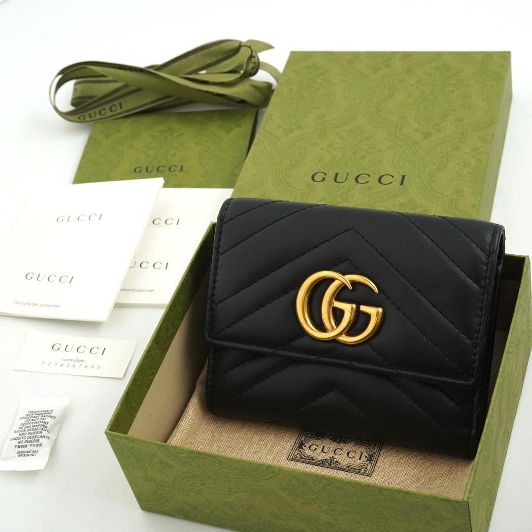✨新品未使用・箱付き✨GUCCI ミニ財布マーモントエンボスロゴGG