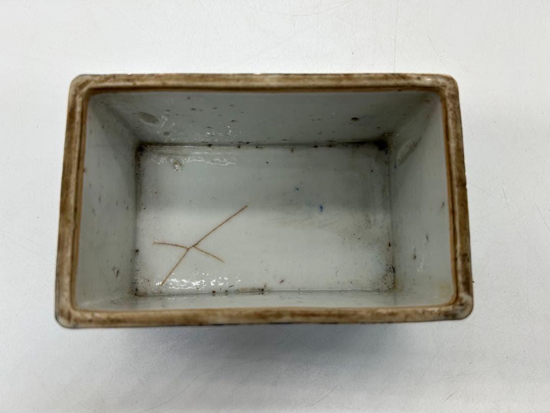 時代　染付山水紋蓋物　送料込み0410