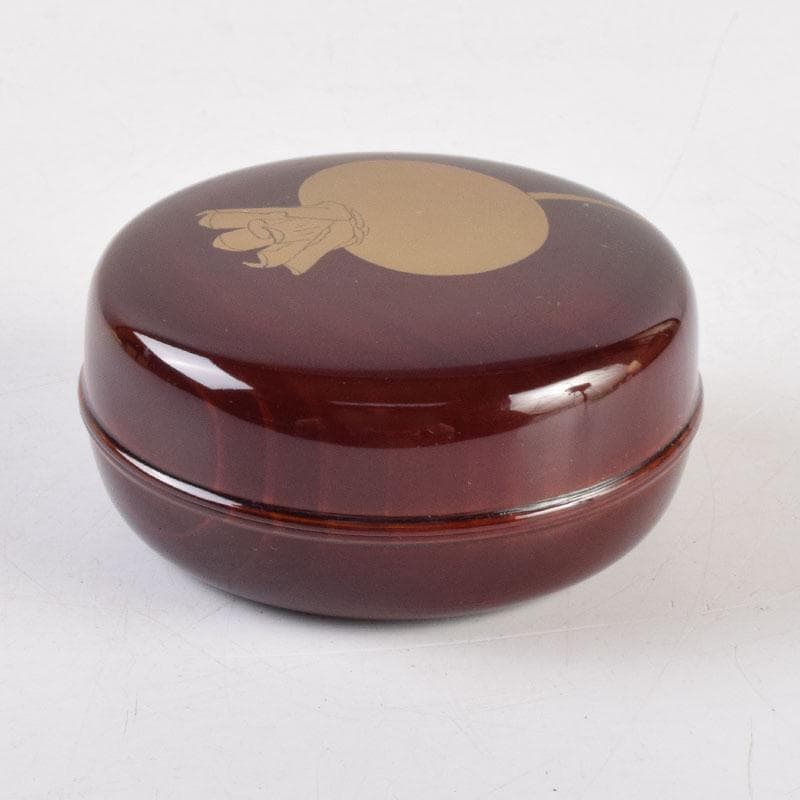 人間国宝　山下義人作　屋島神社古材　木地　呂塗　蕪蒔絵　香合　共箱　V　8927