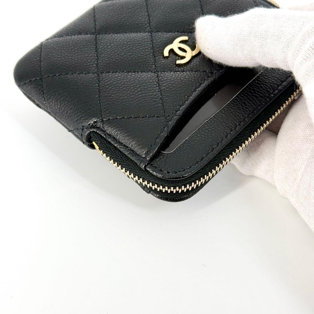 新品 CHANEL ジップ カード ケース キャビアスキン ブラック 黒