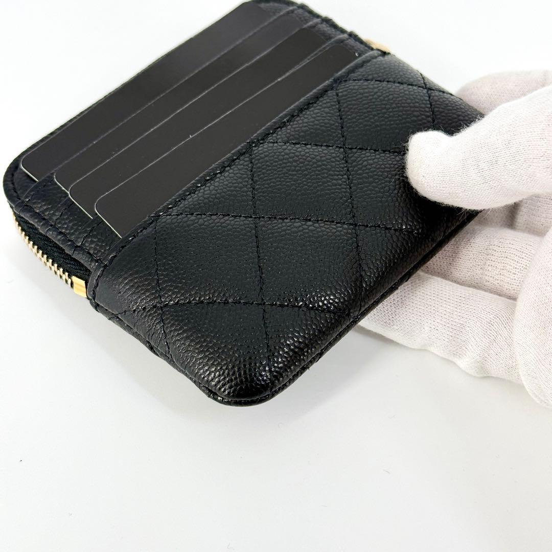 新品 CHANEL ジップ カード ケース キャビアスキン ブラック 黒