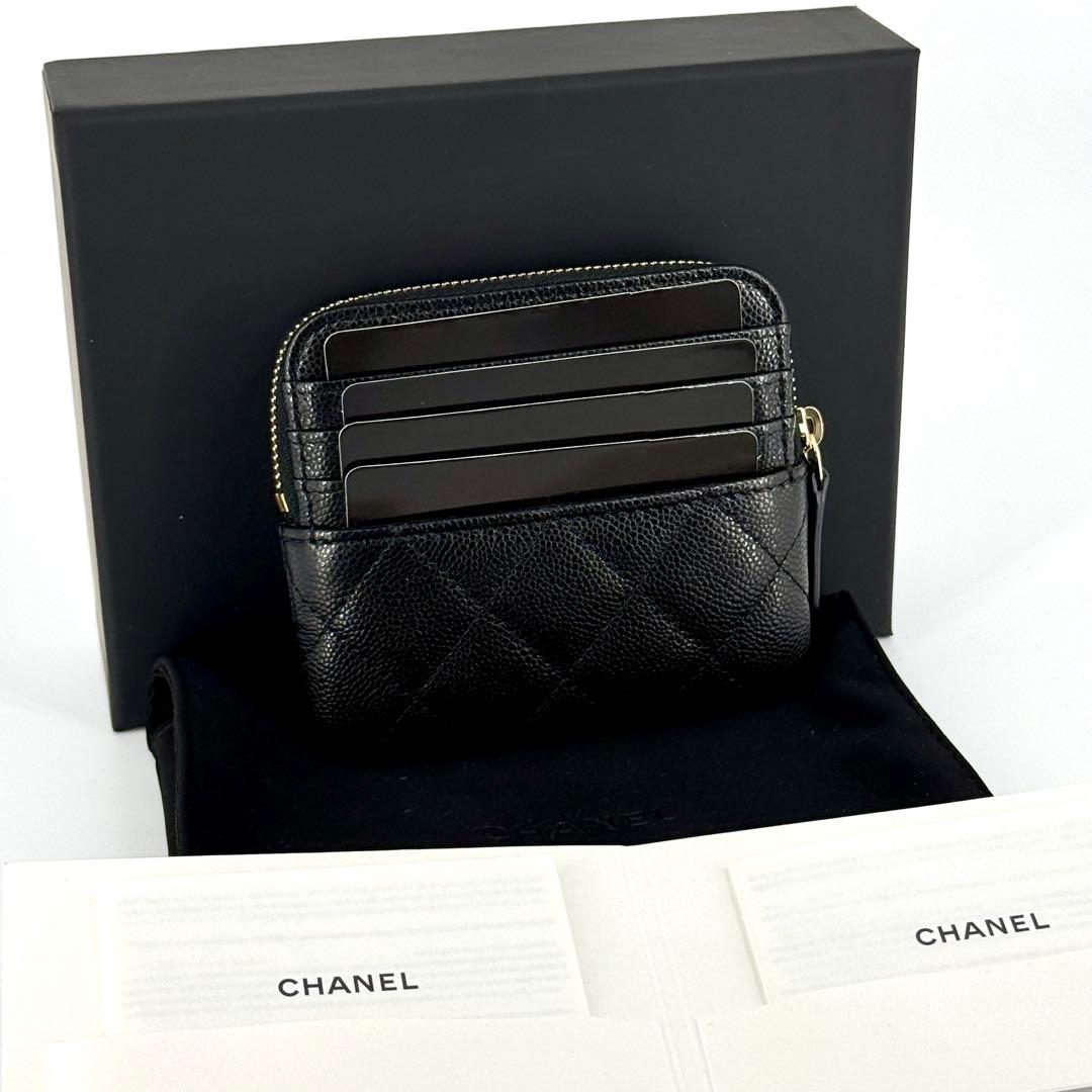 新品 CHANEL ジップ カード ケース キャビアスキン ブラック 黒