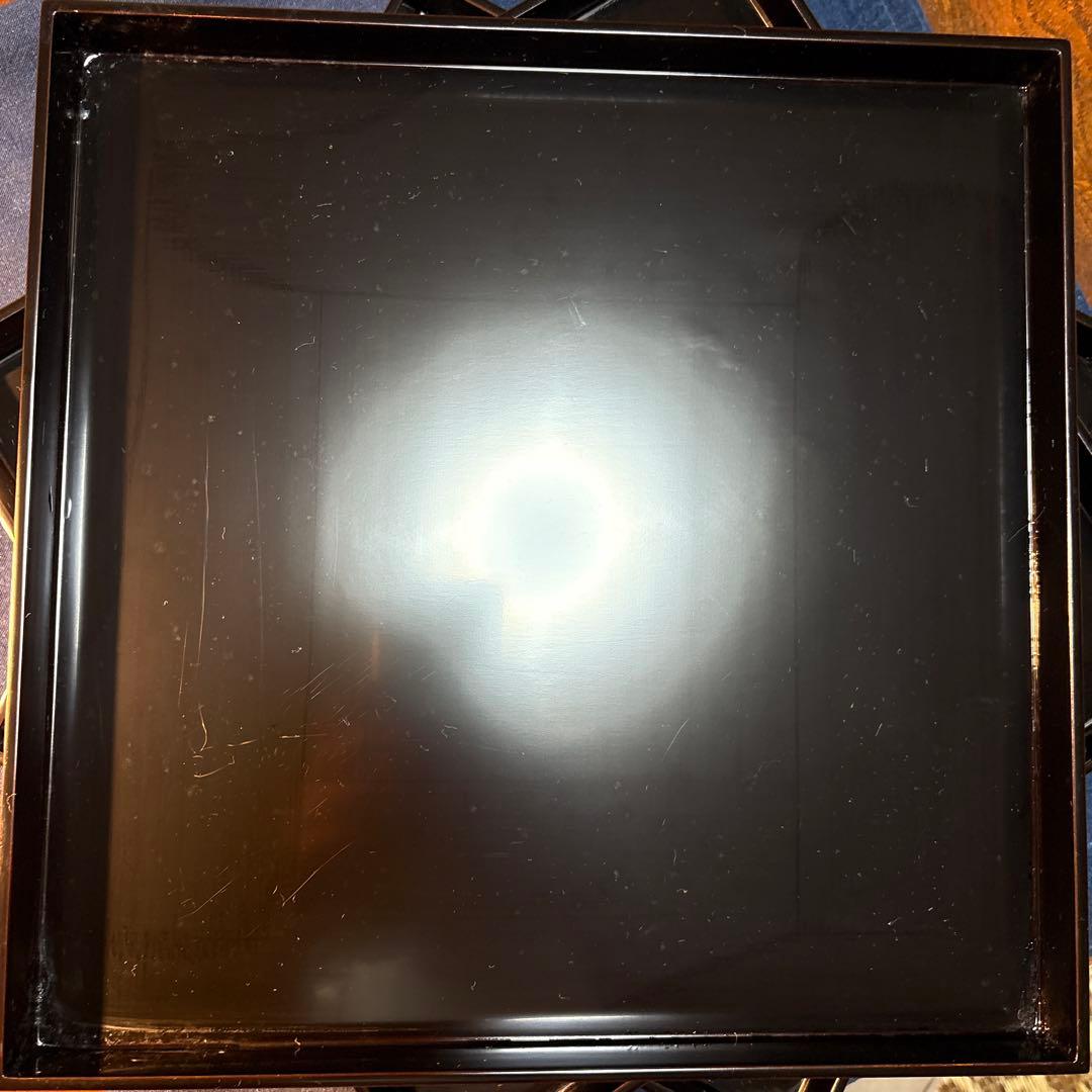 黒塗 懐石膳 折敷膳 専用箱付き。 黒い木製茶道具 盆5客セット