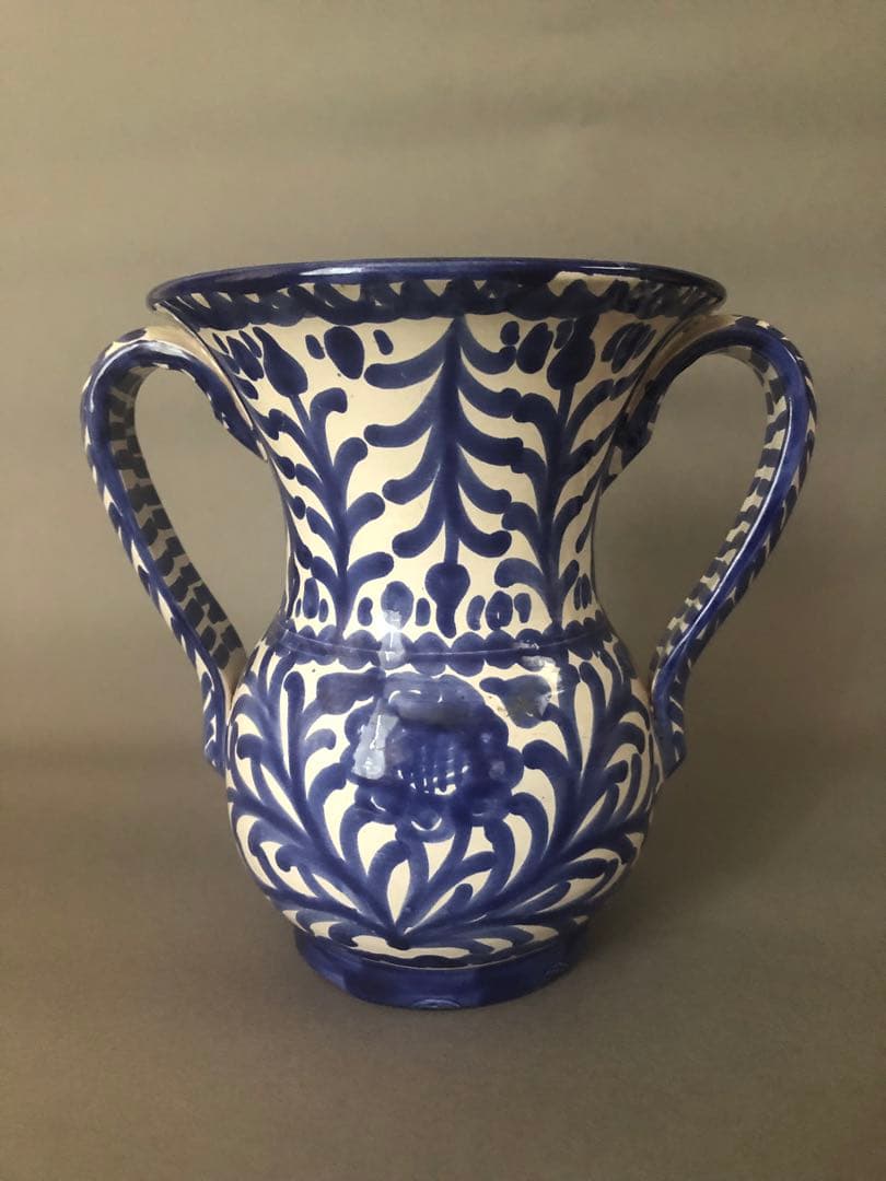 スペイン陶器　グラナダ両手付き花瓶