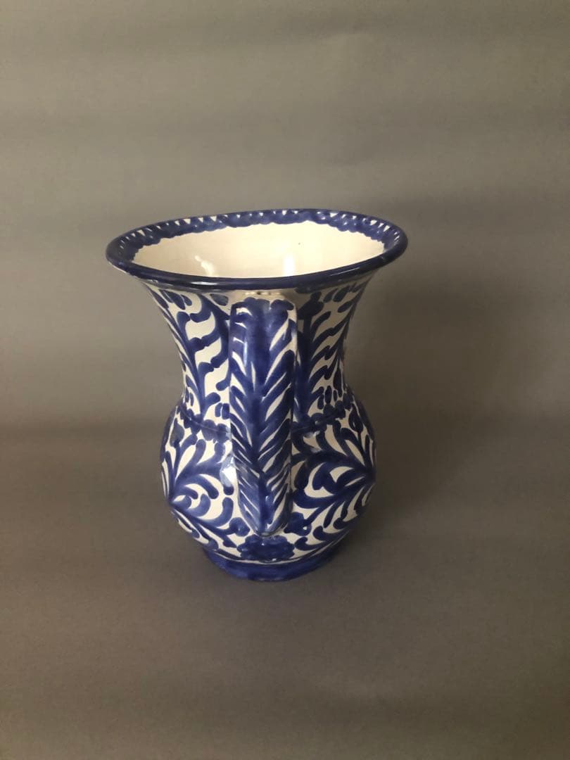 スペイン陶器　グラナダ両手付き花瓶