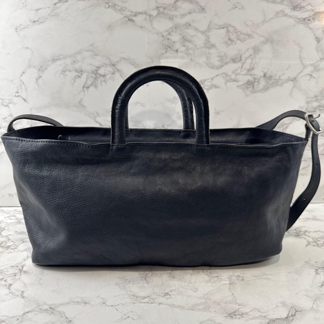 numeri ヌメリ 田村晃輔 本革 レザー 舟形 ショルダー ハンドバッグ 紺