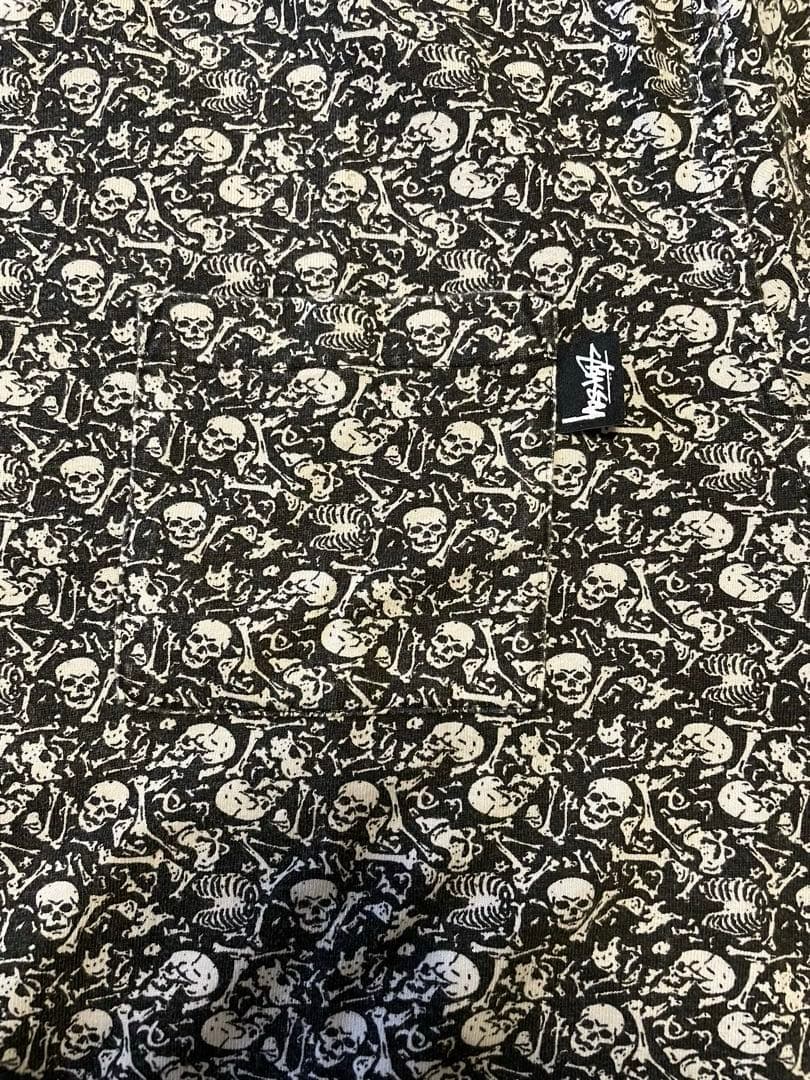 stussy bones crew skull スカル 総柄 Tシャツ 復刻