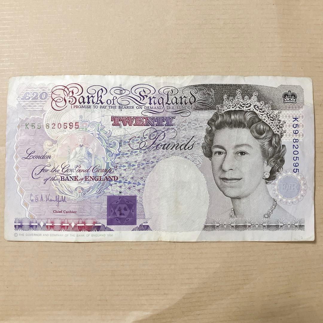 旧紙幣】イギリス 旧20ポンド札 紙幣 エリザベス女王ミハエル