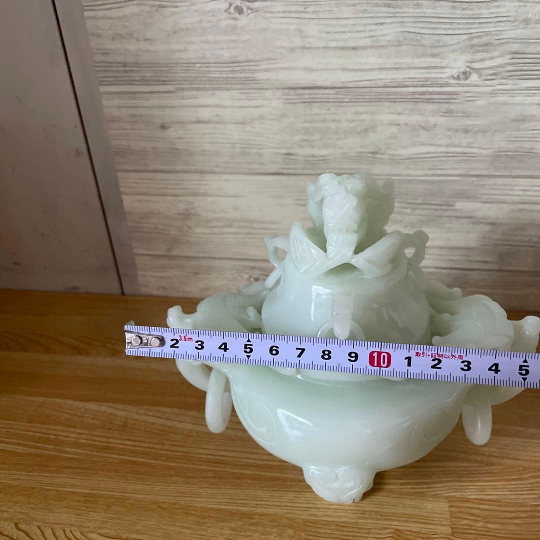 稀少中国特大天然翡翠香炉 和田玉 ？翡翠 ？年代品 重1.2kg美品