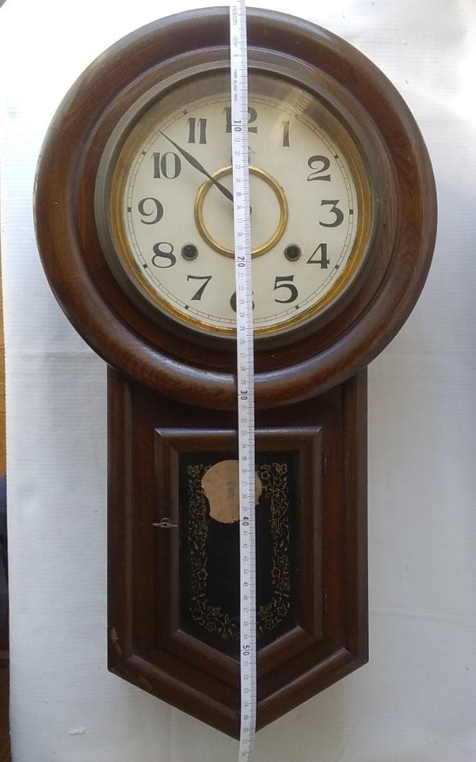 レトロな振り子掛けボンボン柱時計 稼働中 アンティーク ヴィンテージ