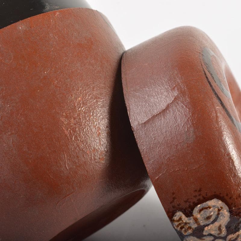 茶道具　竹器師　黒田宗博作　巴蒔絵　竹中棗　紫野　上田義山極め箱　V　6343