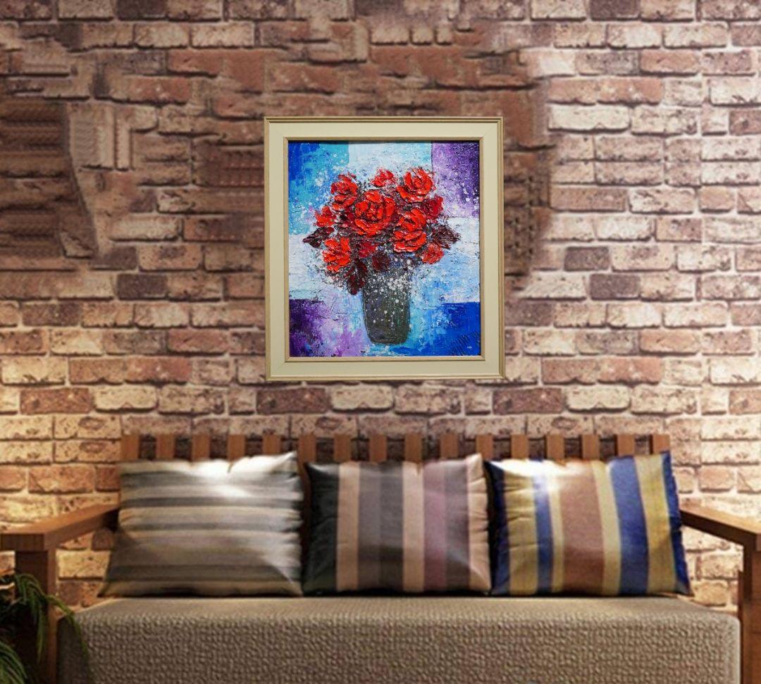 油絵 油彩 油彩画 絵画 絵 【Red rose】