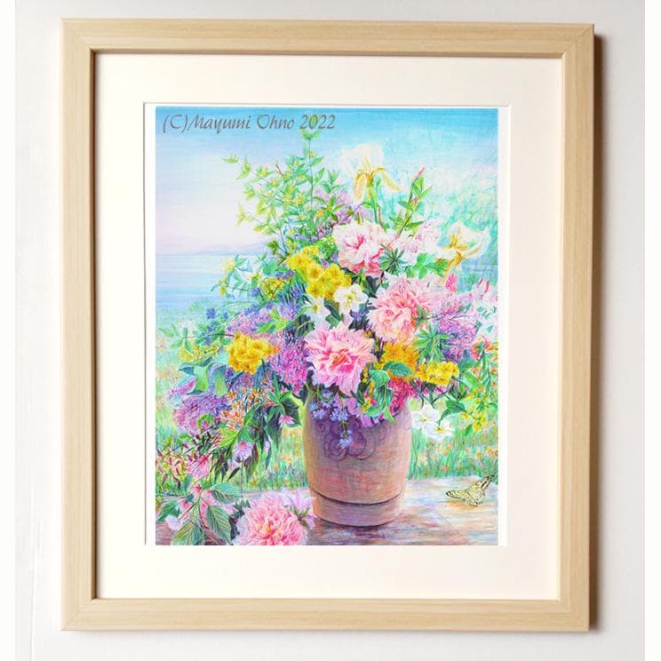 花の絵　花束　花　フラワー　フラワーアレンジ　版画　絵画　アートフラワー