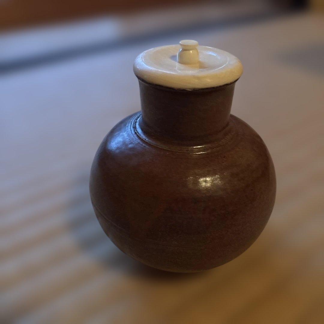 値下げ！茶道具 － 茶入 大名物 唐物 利休丸壺写茶入 仕覆 藤種緞子