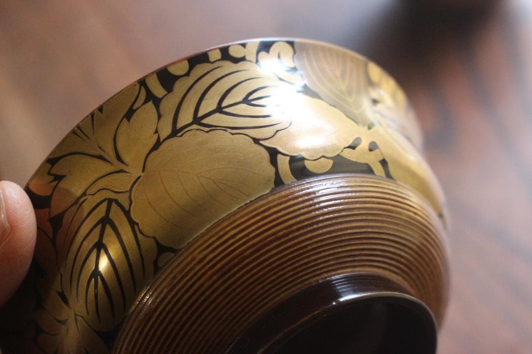 時代逸品！風情ある千筋糸目に極上桐花蒔絵の映えるお椀2点（検輪島塗懐石椀雑煮椀