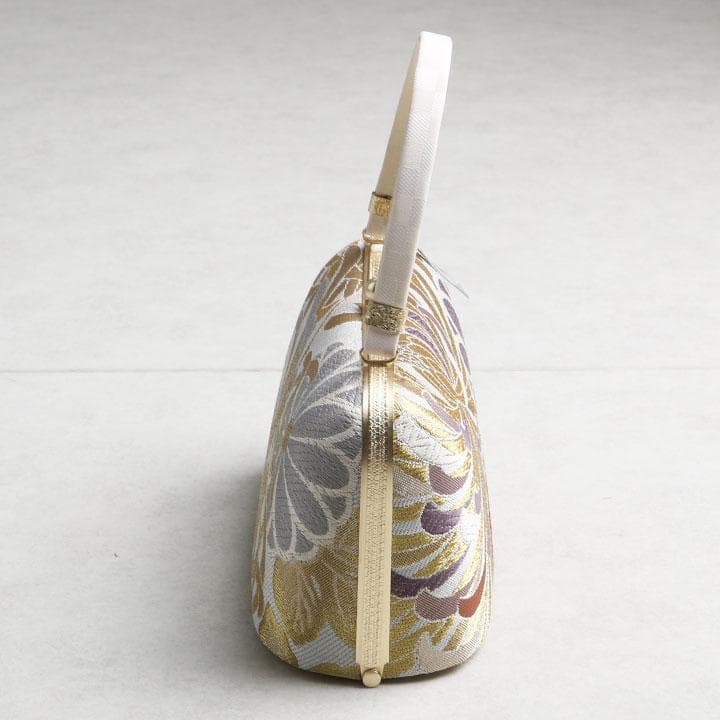 草履バッグセット　乱菊や草花柄　くすみ系　24cm 01671