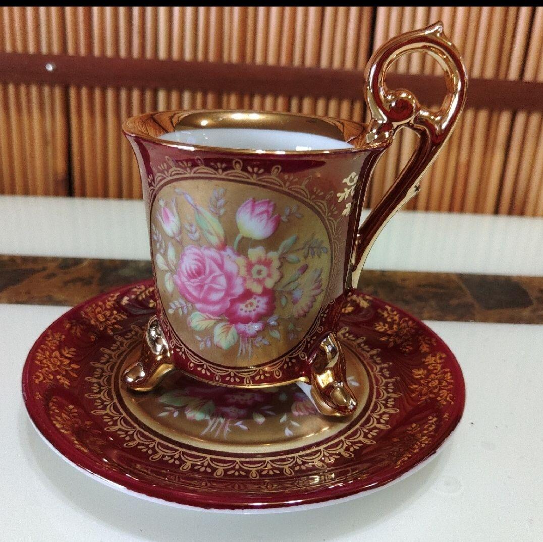 大橋陶器　デミカップ　カップ＆ソーサー　箱付き　926エンヂ　かわいい昭和レトロ