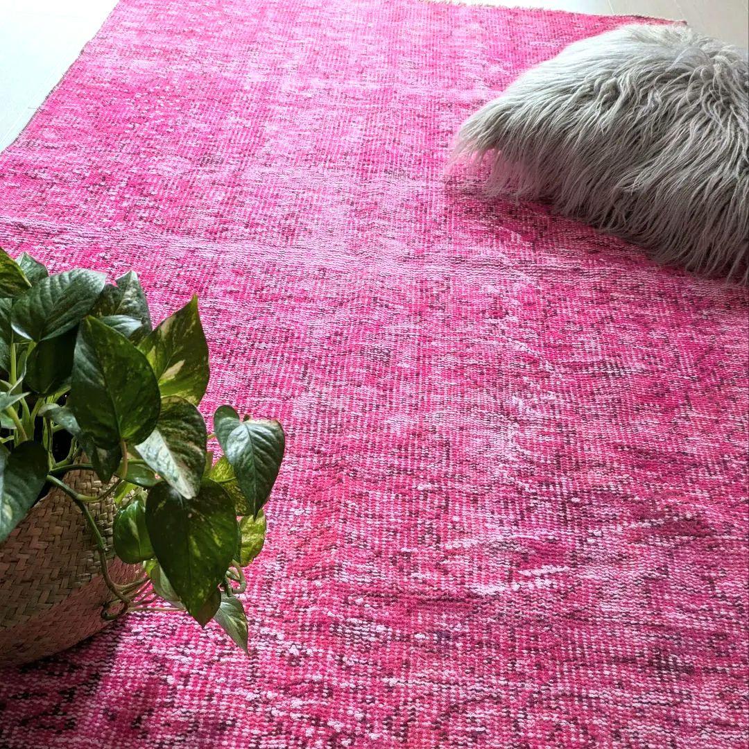 116×184 オーバーダイピンク トルコヴィンテージラグ - メルカリ